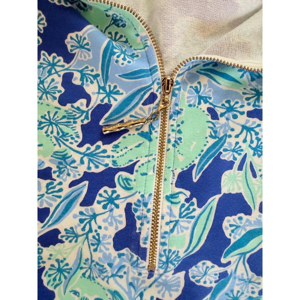 Lilly Pulitzer Skipper Popover Koala Me Maybe Blue Green Half Zip Sweatshirt S - Picture 3 of 7